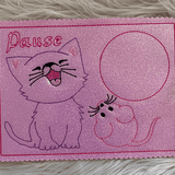 Stickdatei Mug Rug Mauspad Katze und Maus Set 711 - Sewando