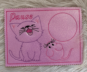 Stickdatei Mug Rug Mauspad Katze und Maus Set 711 - Sewando