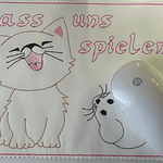 Stickdatei Mug Rug Mauspad Katze und Maus Set 711 - Sewando
