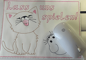 Stickdatei Mug Rug Mauspad Katze und Maus Set 711 - Sewando