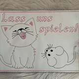 Stickdatei Mug Rug Mauspad Katze und Maus Set 711 - Sewando