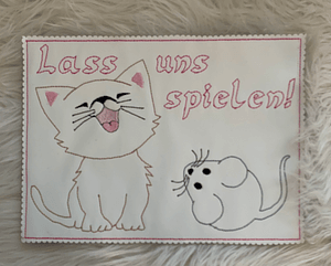 Stickdatei Mug Rug Mauspad Katze und Maus Set 711 - Sewando