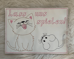 Stickdatei Mug Rug Mauspad Katze und Maus Set 711 - Sewando