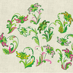 Stickdatei Blume Sommerblumen Blumenranke Set 389 - Sewando