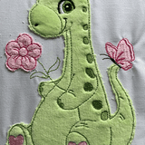 Stickdatei Dino Dinosaurier mit Blume 5 Applikation 3 Größen Set 735 - Sewando