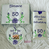 Stickdatei Mug Rug Blumen Schokihülle Muttertag Set 708 - Sewando