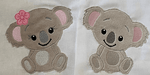 Stickdatei Doodle Koala Bär mit Blume Set 735 - Sewando