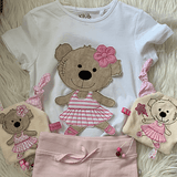 Stickdatei Doodle Girl Teddy Bär Ballerina Applikation Set 751 - Sewando