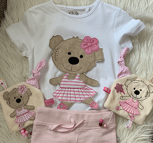 Stickdatei Doodle Girl Teddy Bär Ballerina Applikation Set 751 - Sewando