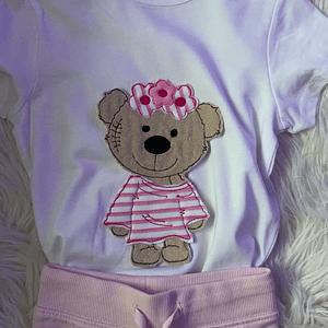 Stickdatei Doodle Girl Teddy Applikation Set 731 - Sewando