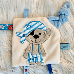 Stickdatei Teddy Pirat Girl und Boy Knistertuch, Schnullertuch Set 751 - Sewando