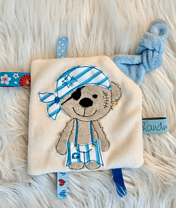 Stickdatei Teddy Pirat Girl und Boy Knistertuch, Schnullertuch Set 751 - Sewando