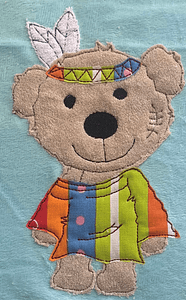 Stickdatei Doodle Teddy Bär Indianer mit Zelt Applikation Set 751 - Sewando