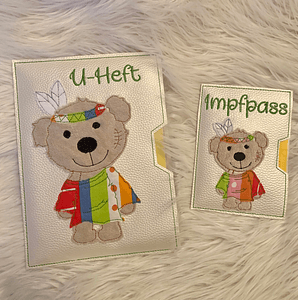 Stickdatei Teddy Indianer Boy Junge U-Heft Impfpass In the Hoop Set 751 - Sewando