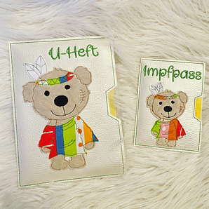 Stickdatei Teddy Indianer Geschenkset Geburt In the Hoop Set 755 - Sewando