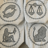 Stickdatei 12 Sternzeichen Zodiac Set 762 Doodle Rahmen Button - Sewando