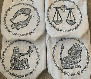 Stickdatei 12 Sternzeichen Zodiac Set 762 Doodle Rahmen Button - Sewando