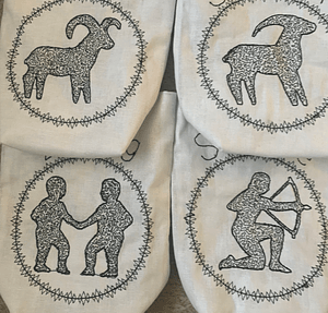 Stickdatei 12 Sternzeichen Zodiac Set 762 Doodle Rahmen Button - Sewando