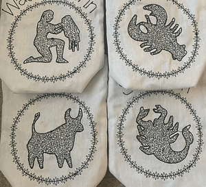 Stickdatei 12 Sternzeichen Zodiac Set 762 Doodle Rahmen Button - Sewando