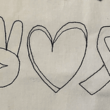 StickdateiKr Love Peace Cancer Doodle Applikation 782 Hand Herz Schleife - Sewando