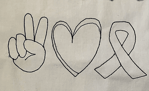 StickdateiKr Love Peace Cancer Doodle Applikation 782 Hand Herz Schleife - Sewando
