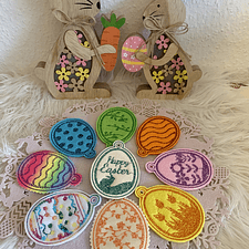 Stickdatei Ostereier In the Hoop, Eier Ostern Tischdeko 793 Blumen, Baumbehang - Sewando