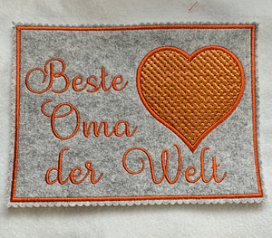 Stickdatei Mug Rug Muttertag Vatertag Valentinstag Geburtstag 792a In the Hoop - Sewando