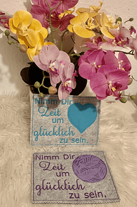 Stickdatei Muttertag Mug Rug, Danke Mama Nimm dir Zeit 792 In the Hoop Maschinenstickerei - Sewando