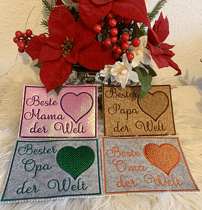 Stickdatei Mug Rug Muttertag Vatertag Valentinstag Geburtstag 792a In the Hoop - Sewando