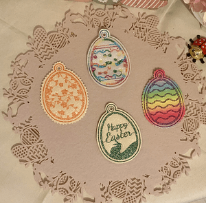 Stickdatei Ostereier In the Hoop, Eier Ostern Tischdeko 793 Blumen, Baumbehang - Sewando
