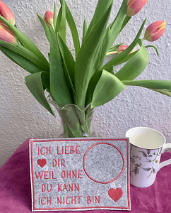 Stickdatei Mug Rug In the Hoop 807 Untersetzer für Tasse Kaffee Tee Liebe - Sewando