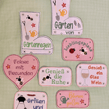 Stickdatei Garten Gartenregeln In the Hoop Maschinenstickerei Set 834 Anhänger - Sewando