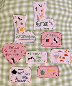 Stickdatei Garten Gartenregeln In the Hoop Maschinenstickerei Set 834 Anhänger - Sewando