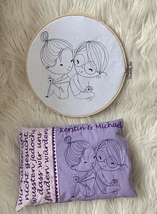 Stickdatei Doodle Liebespaar Love Redwork Hochzeit Valentinstag Set 844 - Sewando