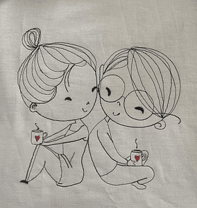 Stickdatei Doodle Liebespaar Love Redwork Hochzeit Valentinstag Set 844 - Sewando
