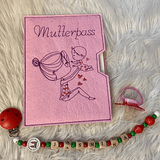 Stickdatei Mutterpass Doodle Mama mit Baby Set 849 - Sewando