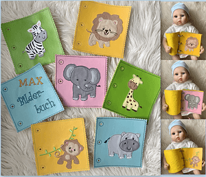 Stickdatei Buch Zoo Tiere Appliaktion Set 852 - Sewando