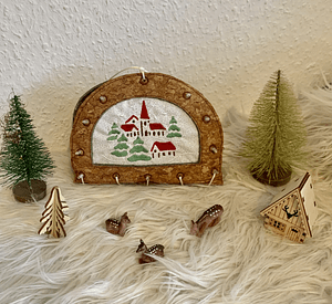 Stickdatei Lichterbogen Schwibbogen Dorf mit Kirche Weihnachten Fensterdeko Set 890 Maschinenenstickerei - Sewando