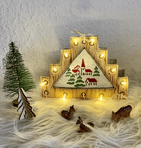 Stickdatei Lichterbogen Schwibbogen Treppe Winderdorf mit Kirche Set 890 Maschinenstickerei Weihnachten - Sewando