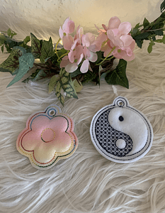 Stickdatei 3D Schlüsselanhänger 1 Blume, Herz, Stern, Ying Yang, Set 879 - Sewando