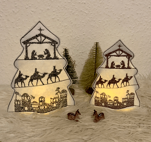 Stickdatei Krippenbaum Weihnachten Krippe Heilige Familie Set 902 LED - Sewando