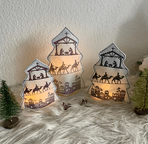 Stickdatei Krippenbaum Weihnachten Krippe Heilige Familie Set 902 LED - Sewando