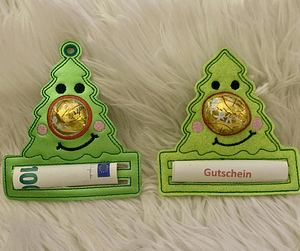 Stickdatei Weihnachten Tannenbaum Rentier mit Schoki Nase Gutscheine Set 905 - Sewando