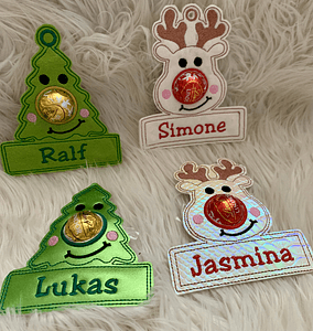 Stickdatei Weihnachten Tannenbaum Rentier mit Schoki Nase Set 905 - Sewando