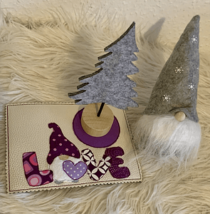 Stickdatei Mug Rug Doodle Wichtel Gnome in Love Set 907 - Sewando