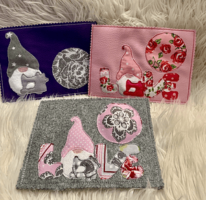 Stickdatei Mug Rug Doodle Wichtel Gnome in Love Set 907 - Sewando