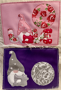 Stickdatei Mug Rug Doodle Wichtel Gnome in Love Set 907 - Sewando