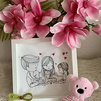 Stickdatei Doodle Familie 1 Mama Papa Baby Set 926/1 Outline - Sewando