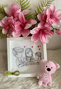 Stickdatei Doodle Familie 1 Mama Papa Baby Set 926/1 Outline - Sewando