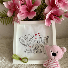 Stickdatei Doodle Familie 2 Mama Papa Baby Set 926/1 Outline - Sewando
